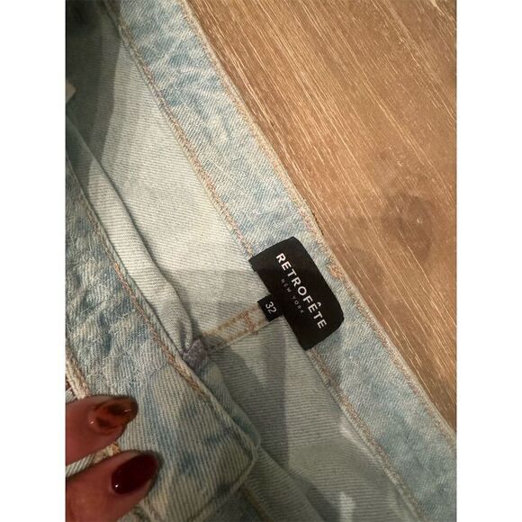 - Retrofete Women's Blue Denim Mini Skirt Size 32 Rhinestone Embellished - Picture 6 of 14